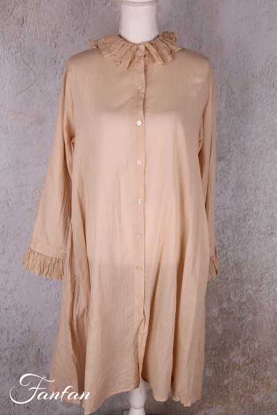 Les Ours Veste longue Mina stripe rose en coton