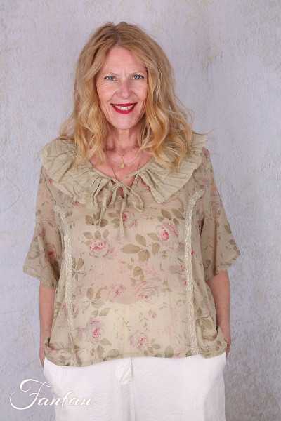 Les Ours Chemise Niki Fleurs Verveine voile de coton