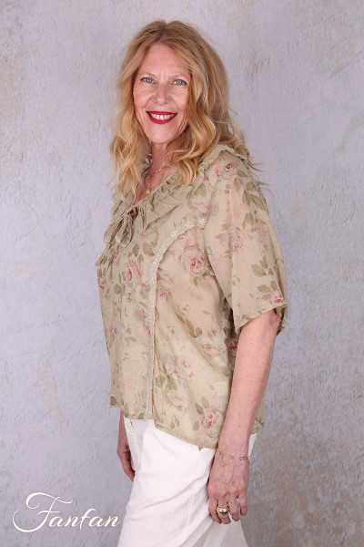 Les Ours Chemise Niki Fleurs Verveine voile de coton