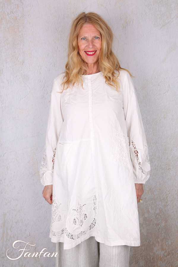 Ewa i walla Tunique 44192 Soli coton blanc brodé