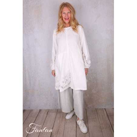 Ewa i walla Tunique 44192 Soli coton blanc brodé