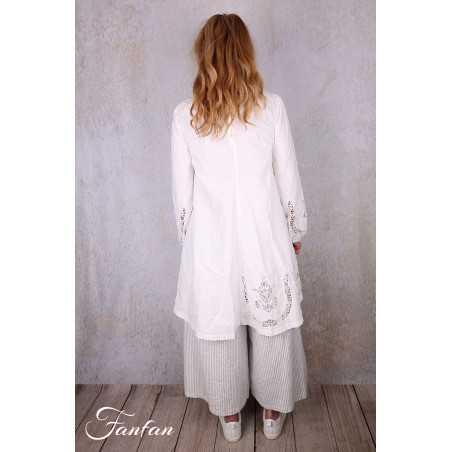 Ewa i walla Tunique 44192 Soli coton blanc brodé
