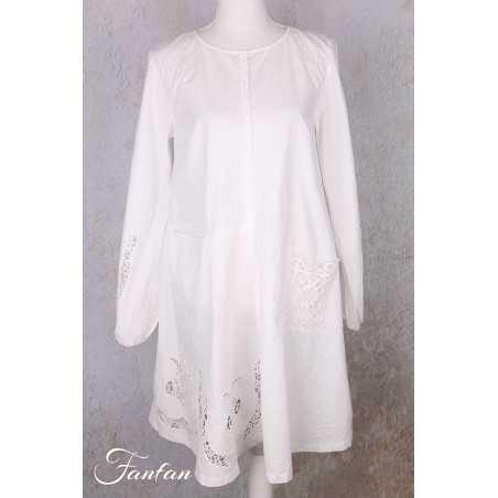 Ewa i walla Tunique 44192 Soli coton blanc brodé