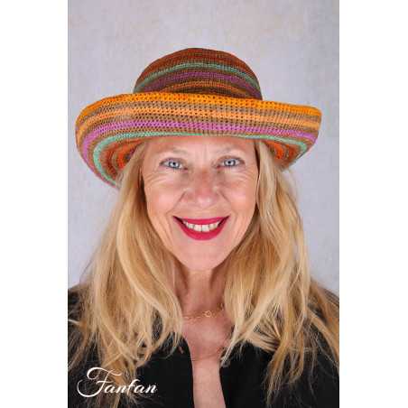 Rabarany Chapeau de soleil en raphia Rayé lin Arlequin B9NU