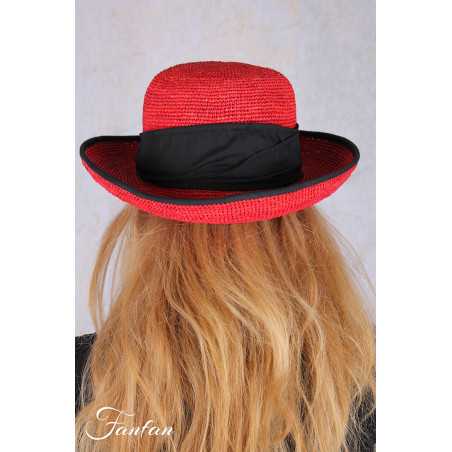 Rabarany Chapeau de soleil en raphia Rouge B9F