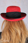 Rabarany Chapeau de soleil en raphia Rouge B9F