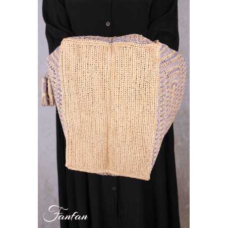 Rabarany Sac cabas en rafia Tsara NVL E24 naturel et bleu