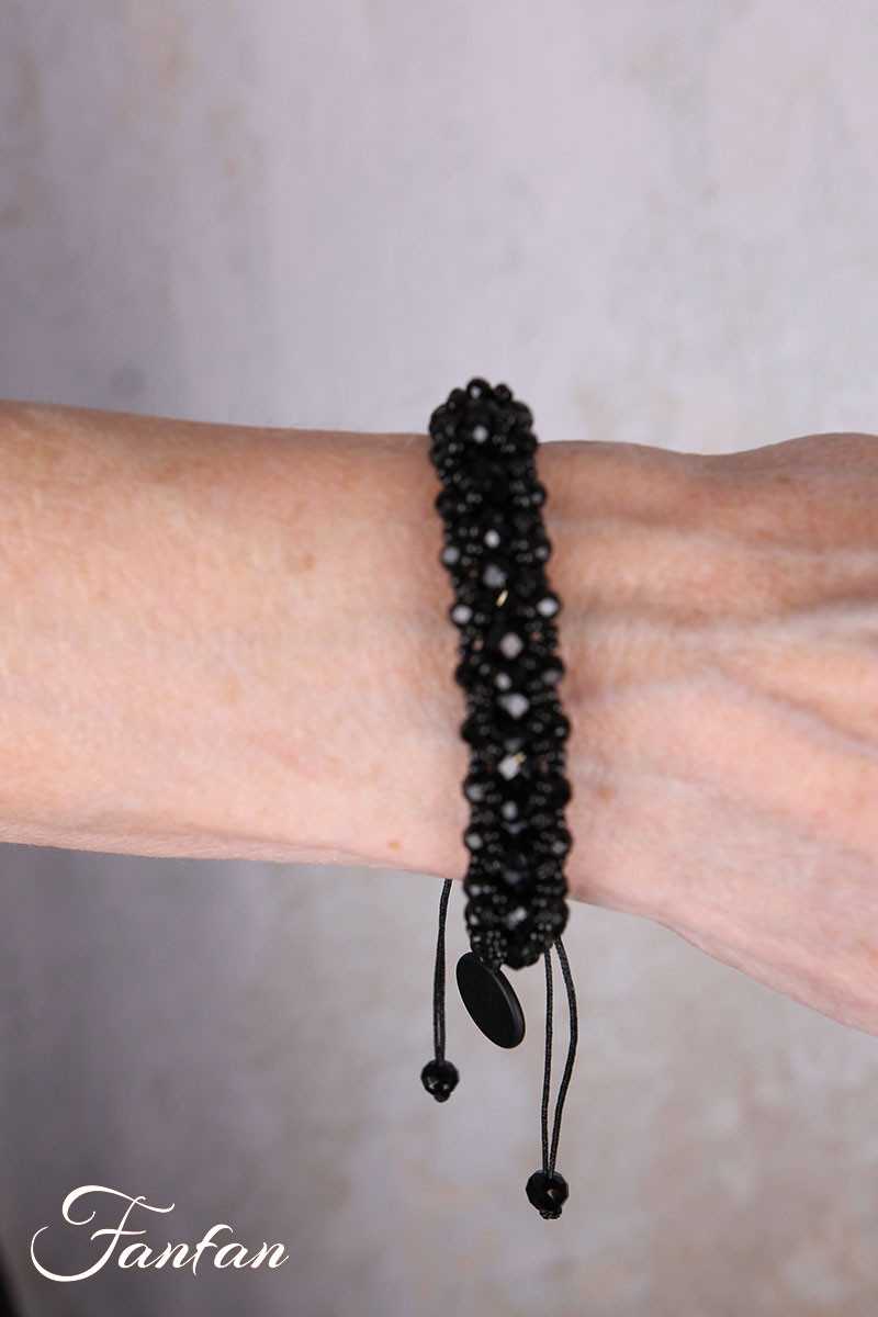PLÜ-Plus la vie Bracelet LUX Brac 1624 perles noires PM